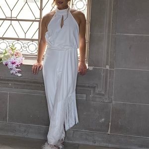 White Jumpsuit BHLDN - Badgley Mischka Alanna Jumpsuit (One33 Social) Size 4